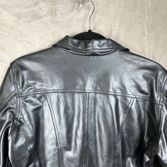 Vintage Ralph Lauren Leather Jacket Womens Medium Black Lined 90s Y2K Biker - Picture 13 of 16